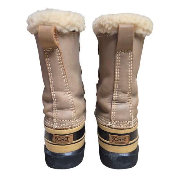 Sorel Caribou Buff Black Wool Blend Liners Waterproof Winter Boots Women's 9 - Picture 3 of 5